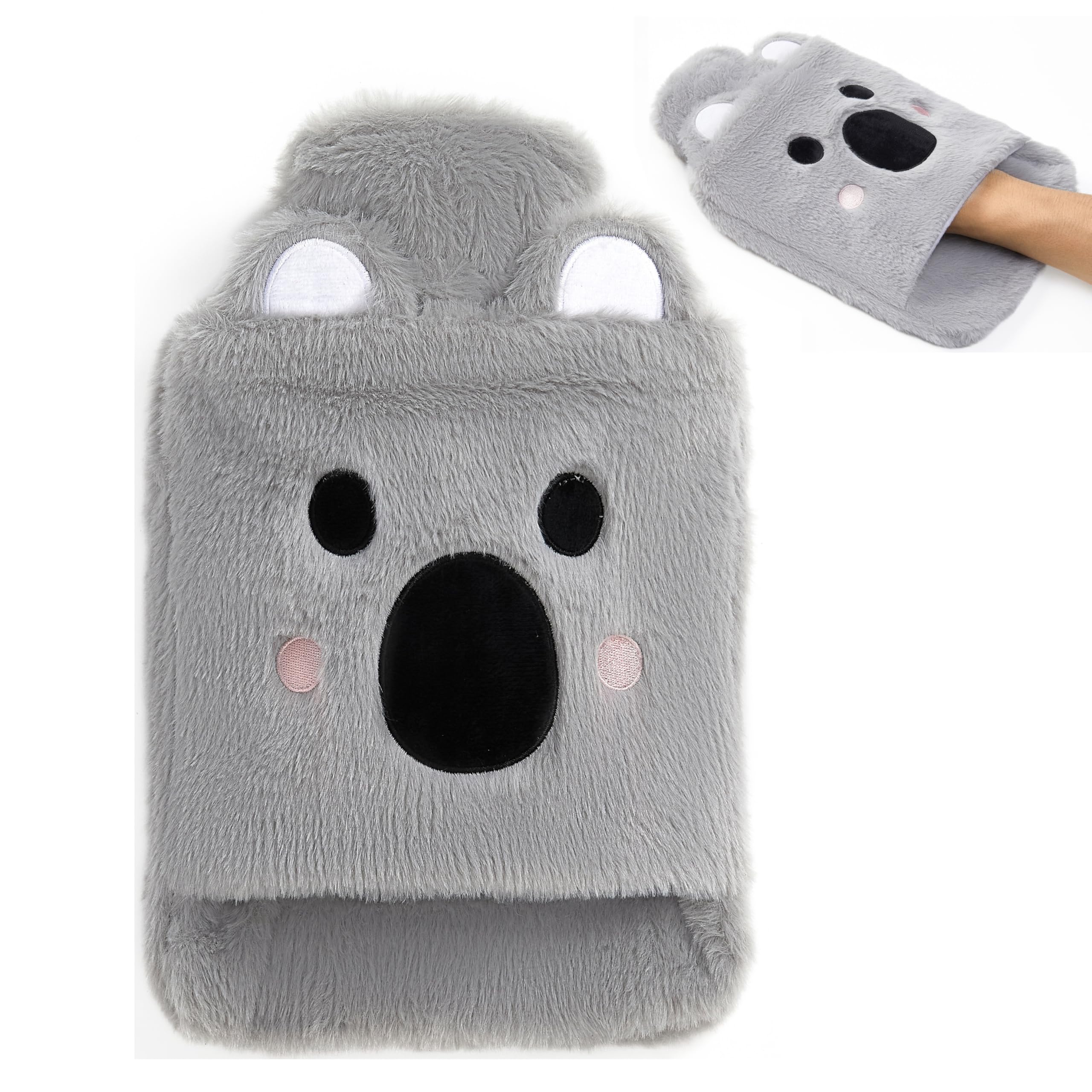Bouillote Peluche Chauffante, Bouillotte Eau Chaude pour Enfant et Adulte, Cute Bouillotte Peluche avec Couvercle Souple 500ml, Cadeaux pour et Hiver, Mère, Fille, Petite Amie(Pingouin)